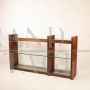 Design console attributed to Carlo Scarpa in solid wood with glass shelves