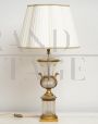 Antique French Empire lamp in gilded bronze and Bohemian crystal