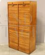 Oak double roller shutter office filing cabinet