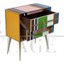 Dresser with two drawers in multicolored Murano glass