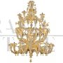 Rezzonico chandelier in Murano glass worked with 24 carat gold leaf                            