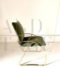 Design cantilever office chair in golden steel and green velvet, Italy 1970s