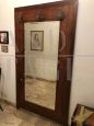 Vintage wooden hall coat rack with mirror