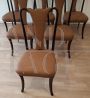 Set of 6 vintage 1950s rosewood and brown leather dining chairs