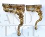 Pair of Louis XVI Baroque consoles in gilded carved wood and marble