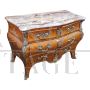 Antique Louis XV style rounded chest of drawers with marqueterie inlays