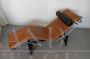 Bauhaus-inspired chaise longue in cognac brown leather, 1980s