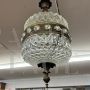 Vintage 1960s pendant light chandelier in worked glass and brass