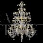 Rezzonico chandelier in golden Murano glass with yellow daffodils