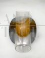 Wall lamp attributed to Esperia Brotto in amber and transparent Murano glass