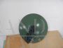 1940s industrial saucer suspension lamp in green metal