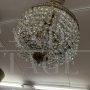 Large antique hot air balloon chandelier from the late 19th century with crystal drops