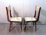 Pair of Carlo Ratti style chairs in wood and ivory skai, 1960s