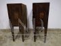 Pair of antique Louis XVI bedside tables, with landscape inlay on the top