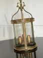 Vintage lantern chandelier in brass and blown glass, Italy 1950s