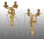 Pair of antique French Napoleon III wall lights in gilded bronze