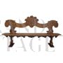 Antique carved bench from the second half of the 19th century in solid walnut