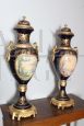 Pair of large Sèvres porcelain cassolette vases with bronzes, 20th century