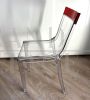 Set of 4 transparent and red Hi-Cut chairs by Philippe Starck for Kartell