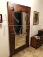 Vintage wooden hall coat rack with mirror