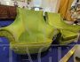 Pair of vintage green velvet armchairs