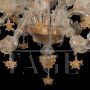 Rezzonico chandelier in crystal and gold Murano glass with 16 lights