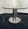 Marcuso design table by Marco Zanuso for Zanotta with round glass top