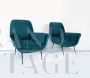 Pair of petrol blue 1950s armchairs in Gigi Radice style 