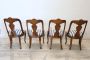 Set of four antique walnut gondola chairs, Italy 19th century