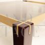 Pair of Faraone coffee tables by Renato Polidori for Skipper in wood, brass and smoked glass