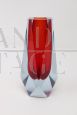 1960s vase in faceted red submerged Murano glass