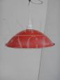 Industrial red enamelled metal bowl lamps, 1980s      