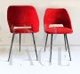 Pair of Eero Saarinen style chairs in red teddy fabric, 1970s