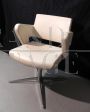 Vintage design desk chair in white leather, Italy 1990s