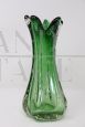 Vintage green Murano glass vase with bubbles, Italy 1960s       