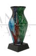 Polychrome glass vase with marble base