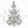 Rezzonico style chandelier in multicolored crystal Murano glass