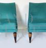 Pair of vintage design armchairs from 1970s in teal velvet