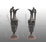 Pair of antique Napoleon III pouring vases in satin bronze, 19th century