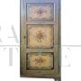 Antique Tyrolean two-door wardrobe, cream and green lacquered and hand painted