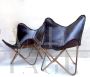 Butterfly style contemporary leather armchairs