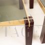 Pair of Faraone coffee tables by Renato Polidori for Skipper in wood, brass and smoked glass