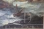 Antique painting of battle between galleons, 19th century, oil on canvas