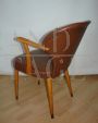 Vintage modern armchair in brown eco-leather, 1960s