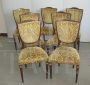 Set of 7 1960s Empire style chairs upholstered in ocher yellow brocade