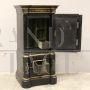 Antique safe in iron and wood painted and gilded with combination