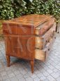 Antique Louis XVI chest of drawers veneered in walnut and threaded