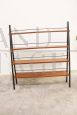 Scandinavian ladder shelf bookcase in teak and iron, Italy 1950s