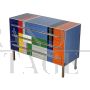 Vintage design chest of drawers in multicolored glass with 3 drawers, 1980s