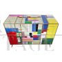 Dresser covered in multicolored Murano glass with 4 drawers